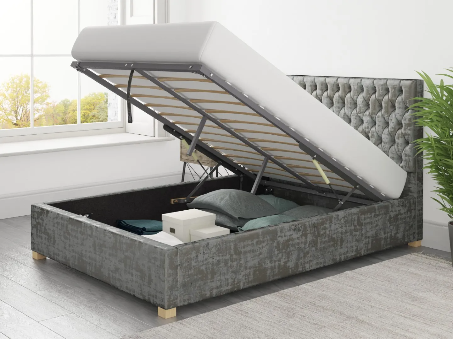 Brigitte Chesterfield Ottoman Storage Bed Affordable Prices