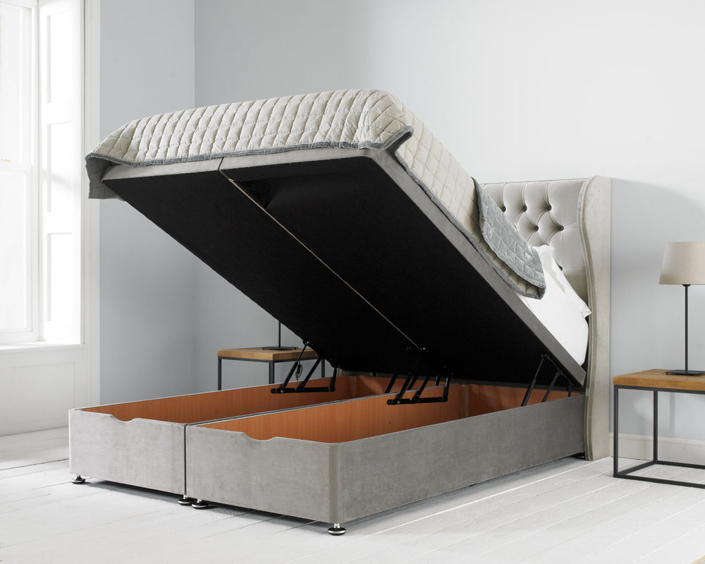 Curve Winged Ottoman Bed With Headboard