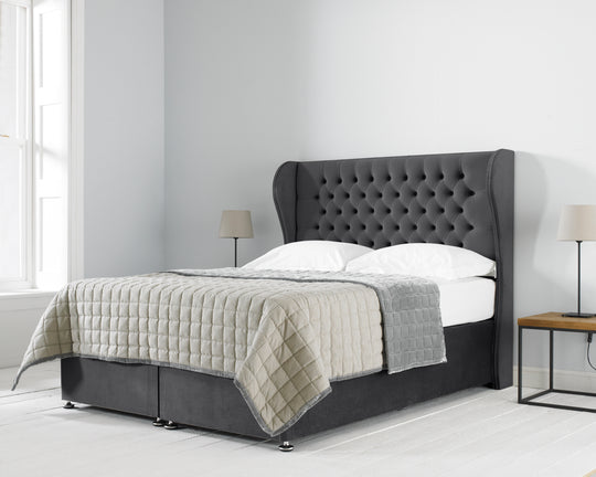 Curve Winged Ottoman Bed With Headboard